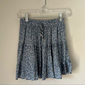 Blue Floral Mini Skirt